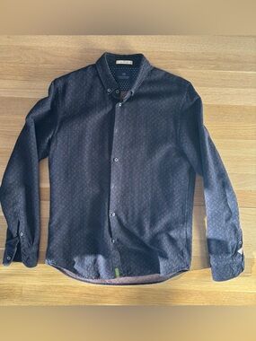 Scotch & Soda Navy Blue Patterned Long-Sleeve Shirt